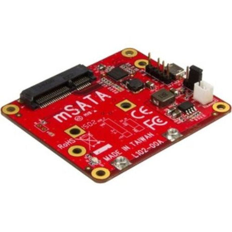 USB to mSATA adapter for Raspberry Pi, expands storage with seamless connect for SATA drives, includes cable and mounting accessories.