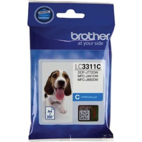 Brother LC3311C Cyan Ink Cartridge - Original, Up to 200 Pages, Compatible with Inkjet Printers