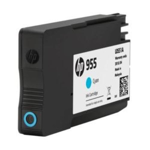 HP 955 Cyan Ink Cartridge for vibrant, high-quality prints; yields 700 pages, ideal for home and office use.
