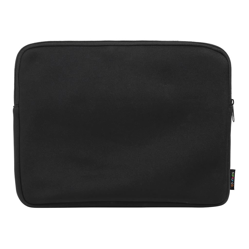 Sleek black neoprene sleeve for 11-11.6 inch laptops, offering stylish protection against scratches and bumps.