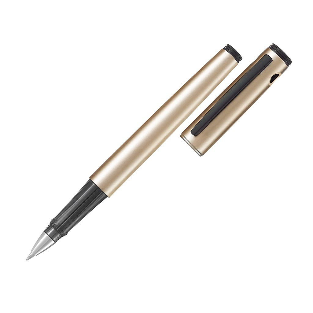 Elegant Pilot Explorer Gel Rollerball Pen with gold barrel, fine 0.7mm tip, and smooth archival-safe blue ink.