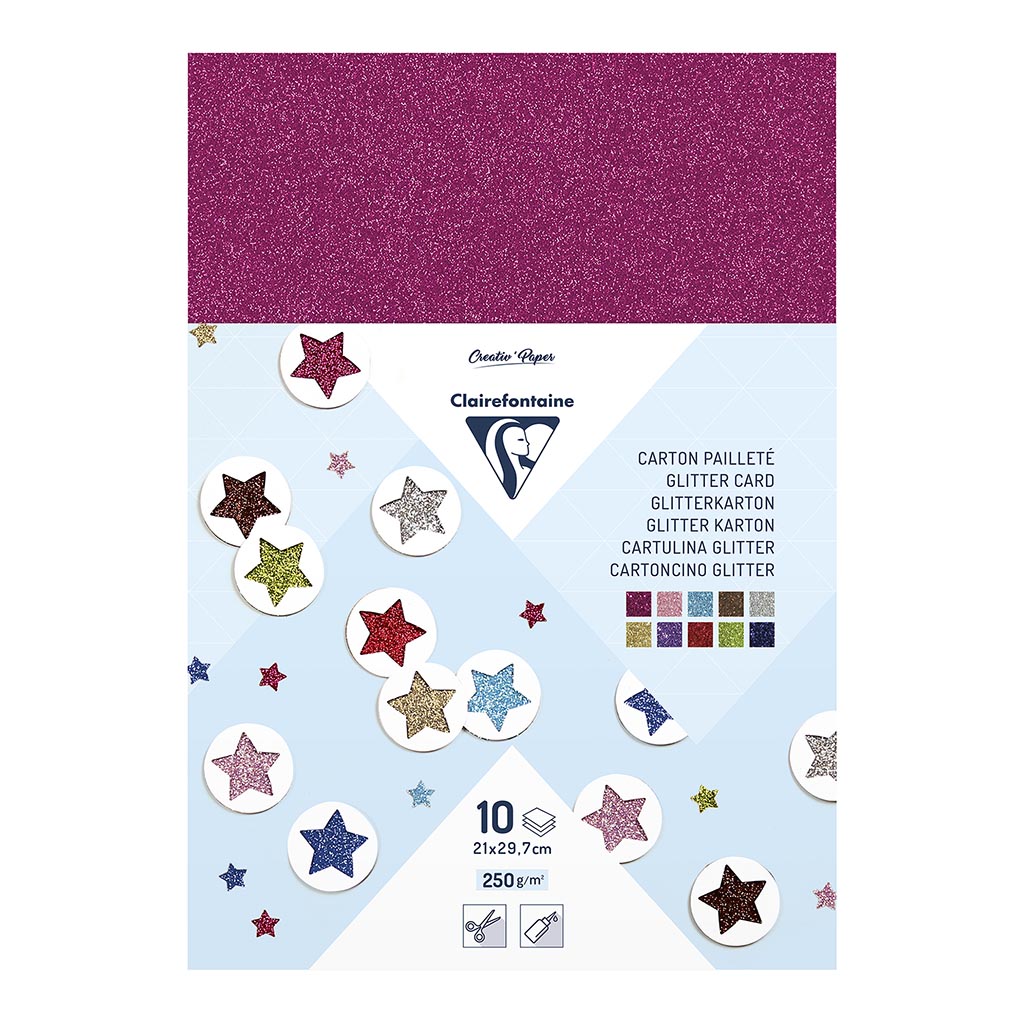 Clairefontaine Glitter Cardboard A4 250g 10sh