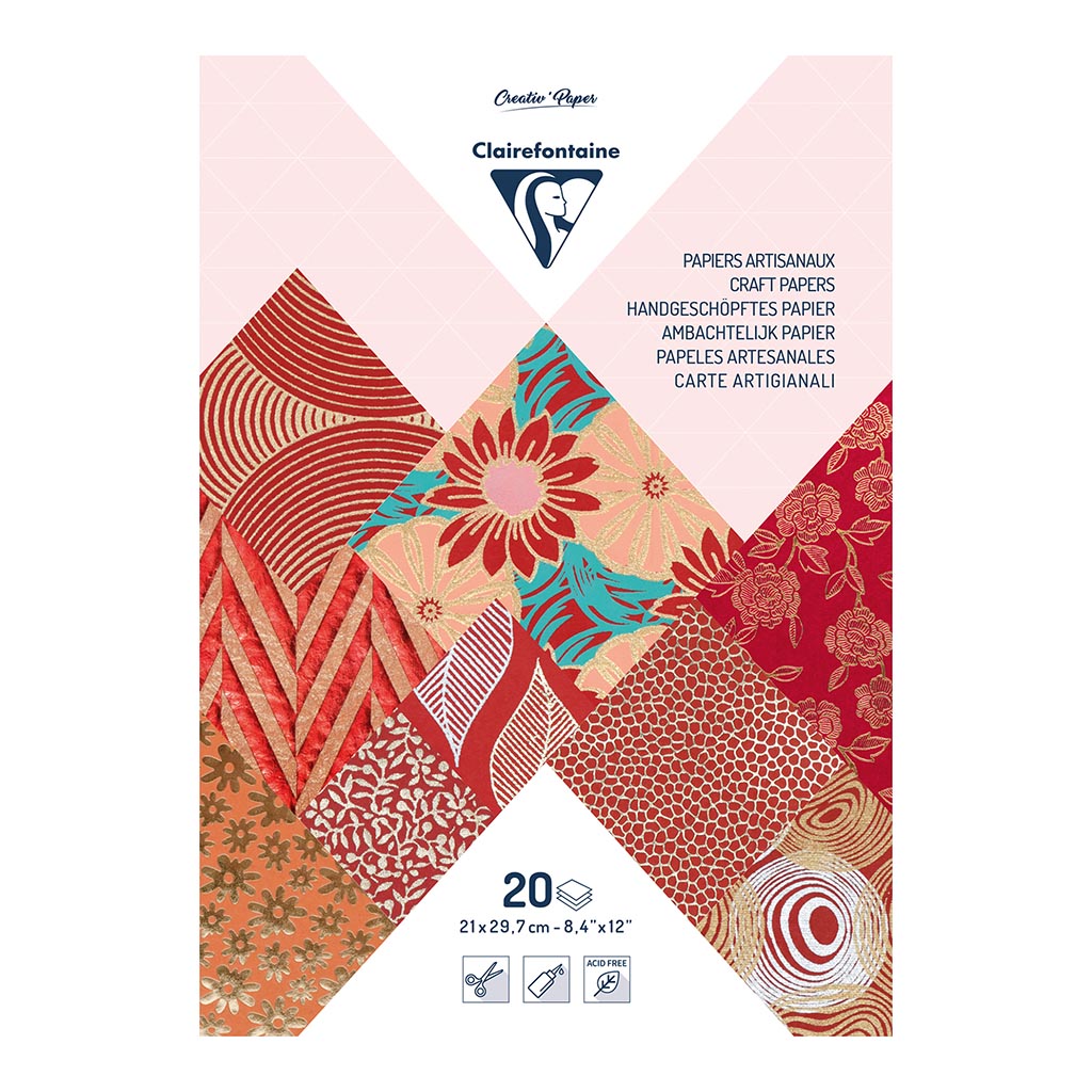 Clairefontaine Artisan Paper Pad Reds A4 20sh
