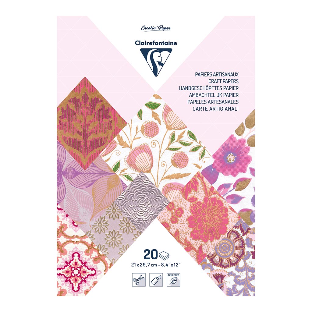 Clairefontaine Artisan Paper Pad Pink-Purples A4 20sh