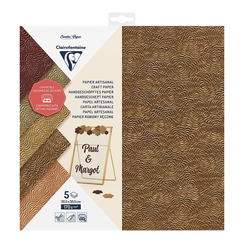 Clairefontaine Cutting Paper Craft 170g 30.5x30.5cm, Pack of 5
