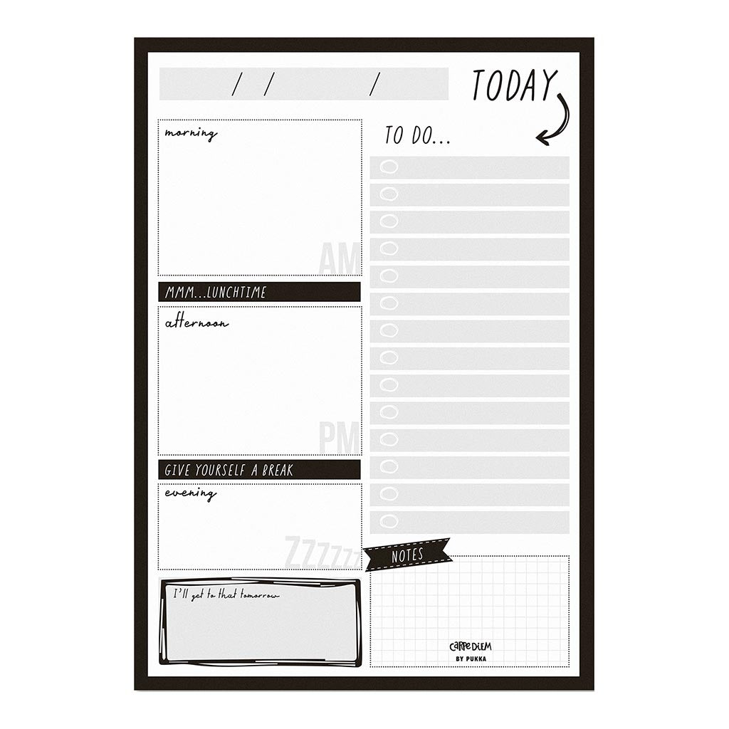 Carpe Diem Daily Planner Pad Black