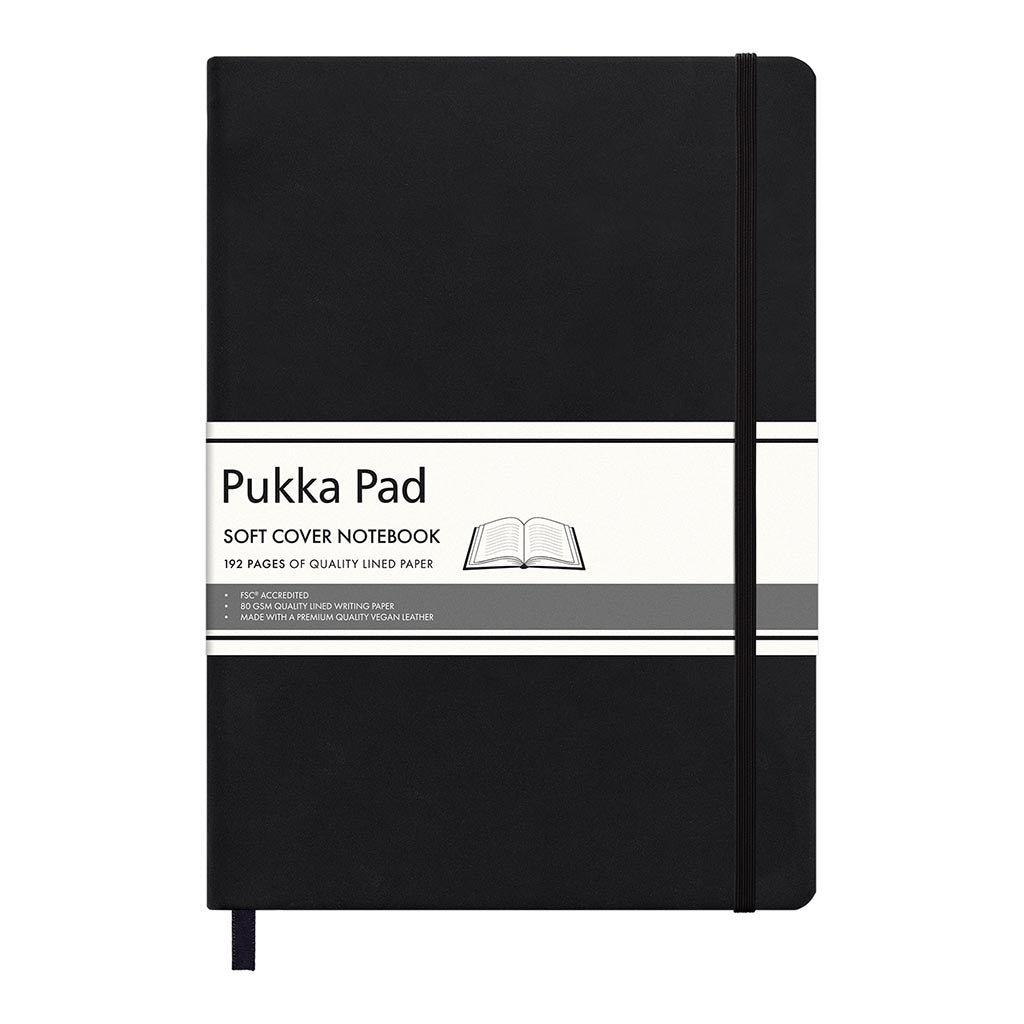 Pukka Soft Cover Lined Notebook 204 x 285mm Black