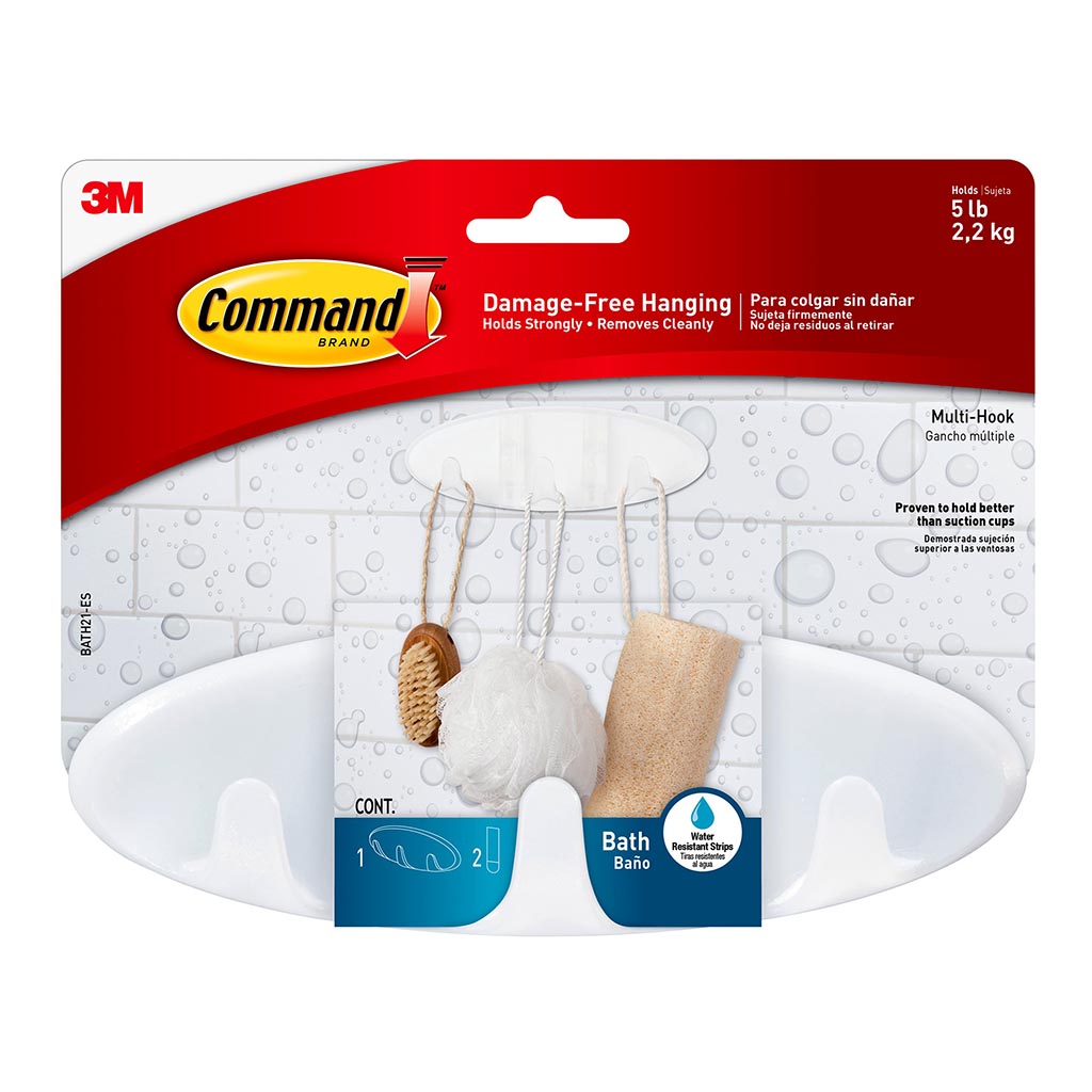 Command Bathroom Multi-Hook BATH21-ES Frosted