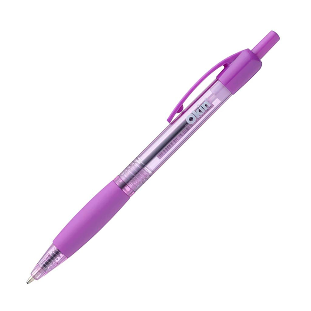 Okin Ballpoint Retractable Pen with Grip Purple - Pack of 10