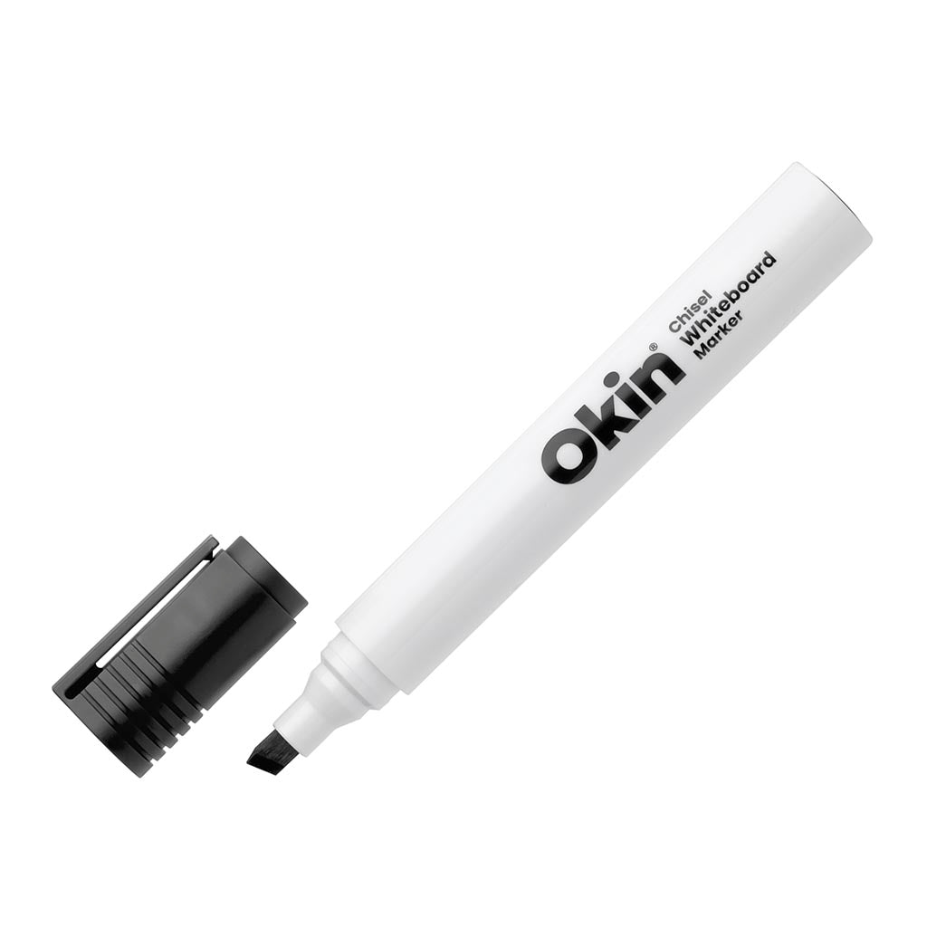 Okin Whiteboard Marker Chisel Tip Black - Pack of 12