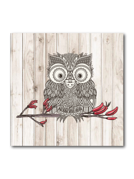Light wood Morepork Art Block, eco-friendly plywood decor, vibrant prints, compact size, ready to hang.