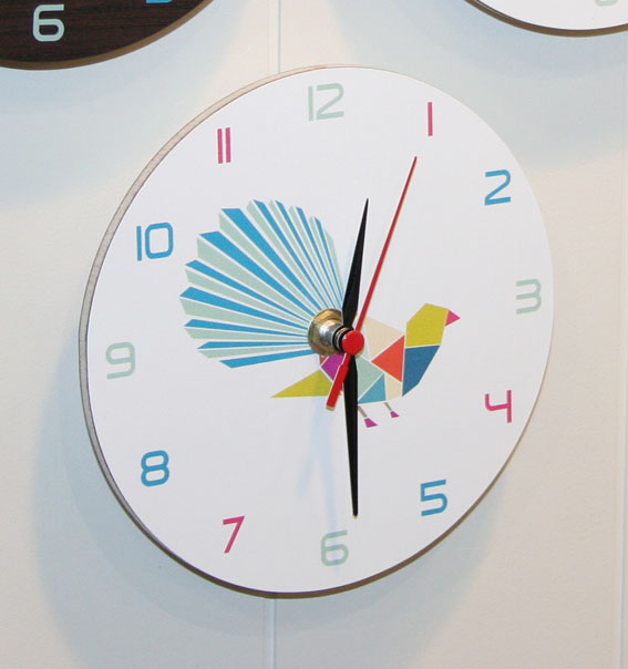 Clock - Geometric Fantail - White