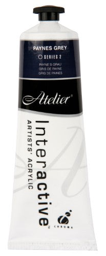 Atelier 80ml Acrylic Paint in Paynes Grey offers versatile blending, smooth transitions, and rapid drying for creative expression.