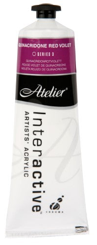 Atelier 80ml Quinacridone Red Violet Acrylic Paint, vibrant shade for smooth layering and versatile techniques.