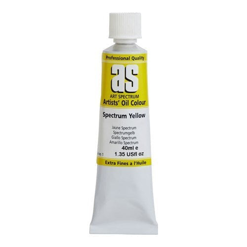 Vibrant 40ml As Oil Yellow paint for artists, crafted for smooth application and excellent mixing with rich pigmentation.