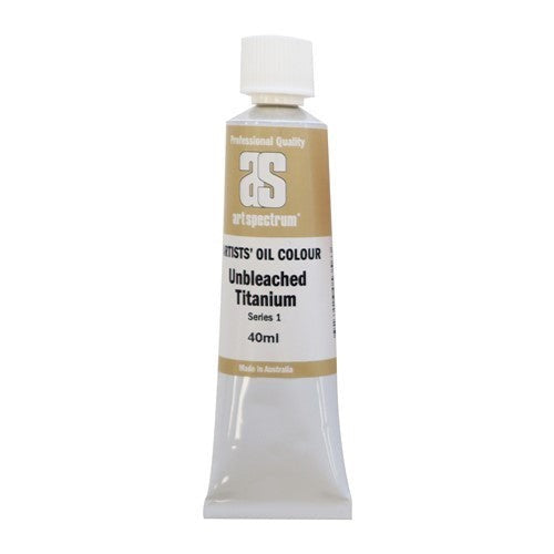 Art Spectrum 40ML Unbleached Titanium oil paint tube, featuring vibrant color and exceptional lightfastness for artists.
