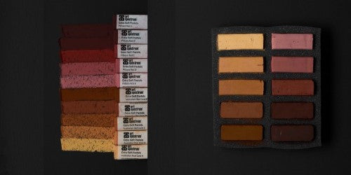 Set of 10 soft pastels in rich earthy tones, perfect for blending and detailed artwork inspired by Australian landscapes.