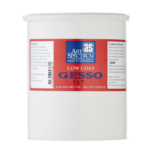 Artist Primer - As Low Cost Gesso 1 Ltr bottle, brilliant white, waterproof, flexible, perfect for various painting surfaces.