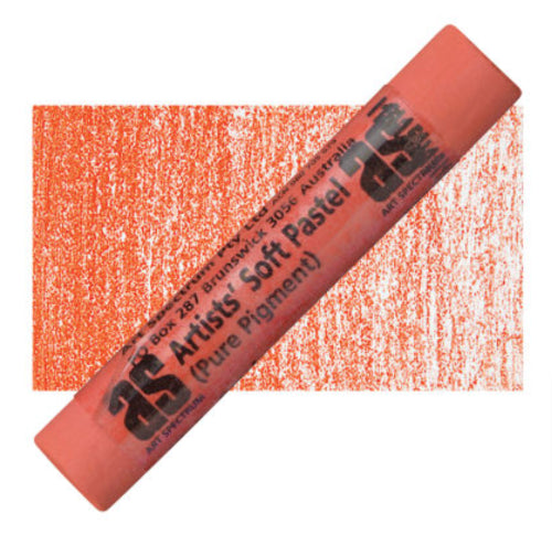Vibrant coral pastel stick with rich texture, ideal for sunsets and florals, crafted from lightfast pigments.