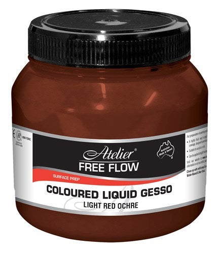 Acrylic Gesso Light Red Ochre 250ml with easy application, gritty texture, perfect for mixed media and various surfaces.