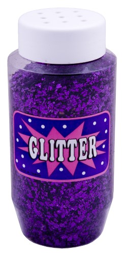 Vibrant purple confetti glitter in a 250ml jar, perfect for arts, crafts, and festive decorations.