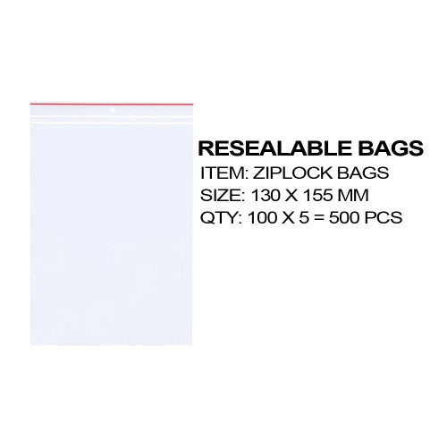 Resealable Bags 130x155mm ( 500 Pack )