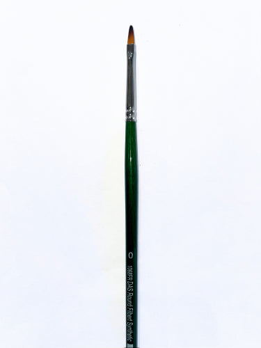 Das S1068fr Synthetic Filbert Brush #0, ideal for precision, blending, and detailed work in acrylics, oils, and watercolors.