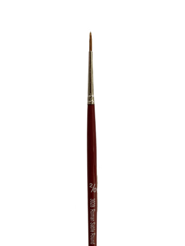 Roman S3028 Sable Brush #2/0 for precise detailing in watercolor, oil, and acrylic painting with high-quality sable hair.