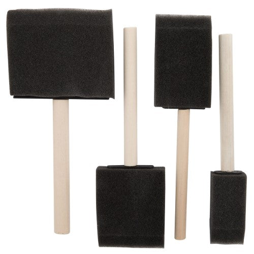 Artist Brush Set - 906-4 includes 4 foam brushes ideal for smooth application of water-based paints on various surfaces.