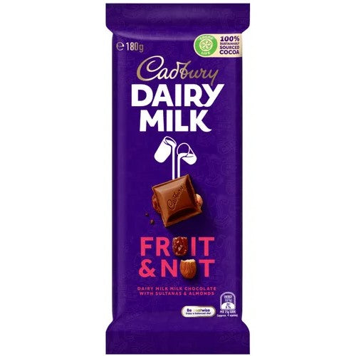 Cadbury Chocolate Block Fruit & Nut 180g ( 14 Pack )