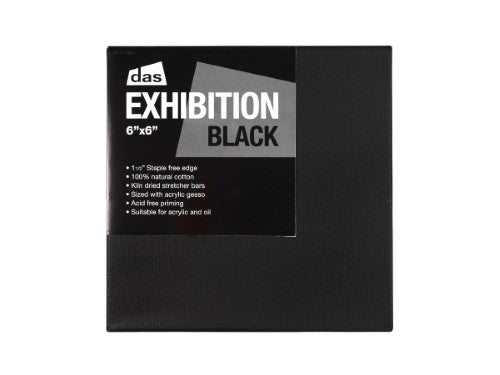 Das Exhibition Black 1.5 Canvas 6x6 Inches features a durable cotton surface, ideal for vibrant oil and acrylic painting.