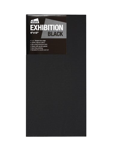 Das Exhibition Black 1.5 Canvas (6x12 inches) made from long-fiber cotton, ideal for various painting techniques.