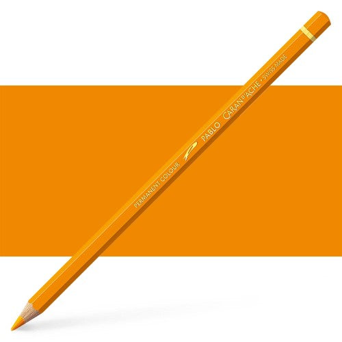 Caran d'Ache Pablo Orange Artist Pencils (3) feature vibrant colors, eco-friendly design, and a robust 3.8 mm dry lead for versatile art.