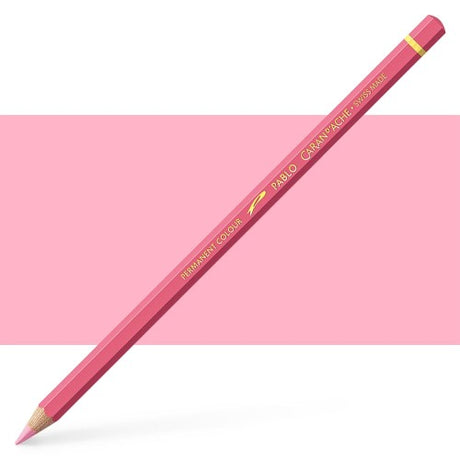 Set of three Caran d'Ache Pablo Pink artist pencils with vibrant color lead for precise shading and mixing.