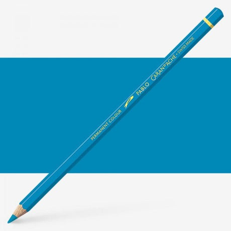 Caran d'Ache Pablo Cyan artist pencils featuring vibrant color, 3.8 mm lead for blending and layering on various surfaces.