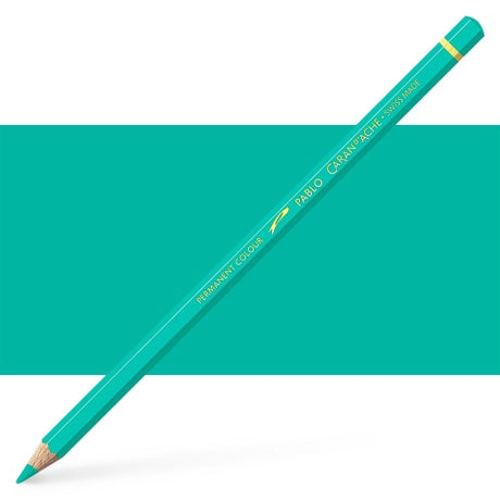 Caran d'Ache Pablo Light Malachite Green artist pencil, featuring thick lead and vibrant color for precise artwork.