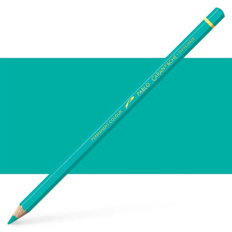 Caran d'Ache Pablo Turquoise Green artist pencils in a 3-pack, known for vibrant color and precision in artwork.