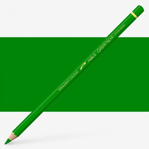 Caran d'Ache Pablo Emerald Green Artist Pencils in a 3 pack, featuring vibrant color, smooth application, and high opacity.