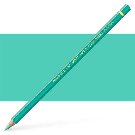 Caran d'Ache Pablo Jade Green artist pencils featuring vibrant hues for shading, mixing, and layering in artistic creations.