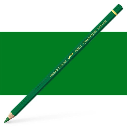 Caran d'Ache Pablo Spruce Green artist pencil, 3.8 mm lead, vibrant color, eco-friendly, Swiss made, perfect for detailed artwork.