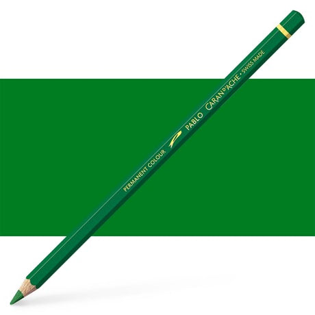 Caran d'Ache Pablo Spruce Green artist pencil, 3.8 mm lead, vibrant color, eco-friendly, Swiss made, perfect for detailed artwork.