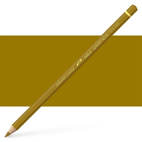 Caran d'Ache Pablo Olive (3) artist pencils with vibrant color range, exceptional lightfastness, and smooth leads for realistic drawing.