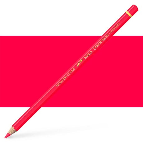 Caran d'Ache Pablo Ruby Red artist pencils with vibrant color, ideal for drawing and blending on various surfaces.
