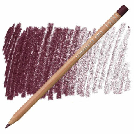 Pack of 3 Caran d'Ache Luminance Colored Pencils in Crim Aubergine, featuring creamy, lightfast leads for vibrant artwork.