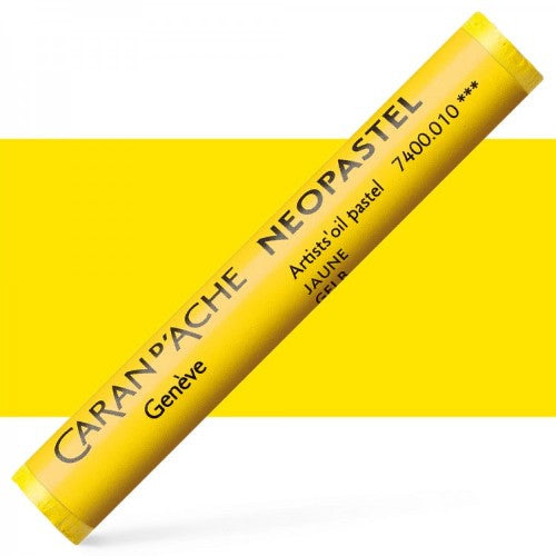 Set of 3 Caran D’ache Neopastel Yellow artist pastels, ideal for blending and vibrant art on various surfaces.