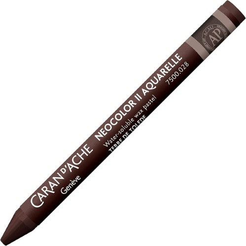 Caran D’ache Neocolor II Toledo Brown crayon, rich pigment and softness for versatile watercolor techniques.