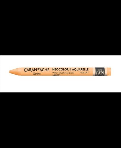 Caran D’ache Neocolor II Apricot crayon, vibrant and versatile for water-based techniques and rich textures in art.