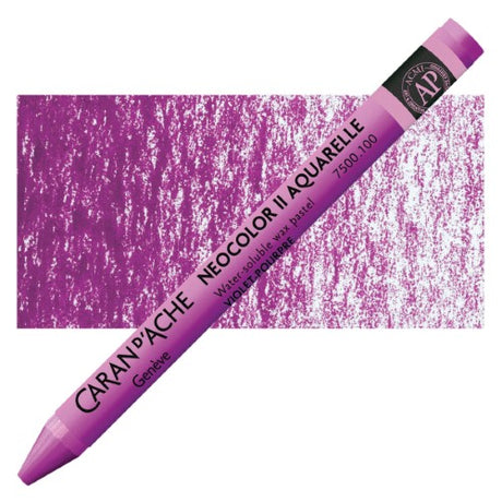 Pack of 10 Caran D’ache Neocolor II Crayons in Purple Violet, ideal for vibrant artwork and versatile wet/dry techniques.