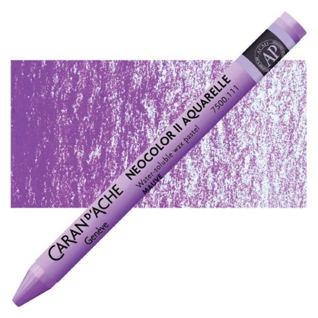 Set of 10 Caran D'ache Neocolor II Mauve Aquarelle Crayons, ideal for versatile artistic techniques and vibrant coloring.