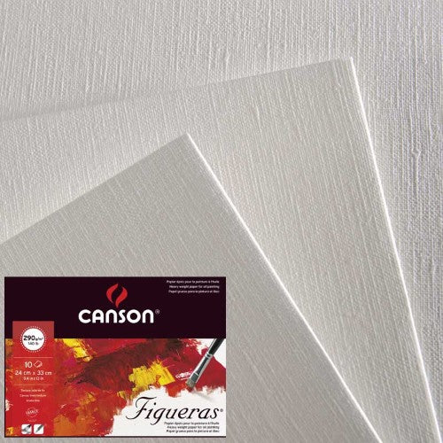 Pack of 12 Figueras 65x100 290g art paper, ideal for oil painting with canvas-like texture and acid-free durability.
